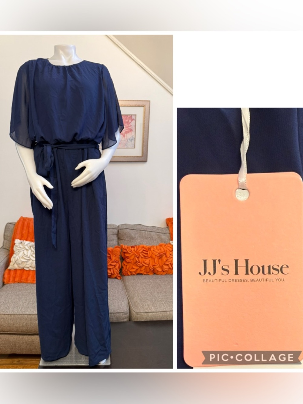 ❣️🆕JJ's House Zephira Dark Navy Chiffon Maxi Jumpsuit❣️